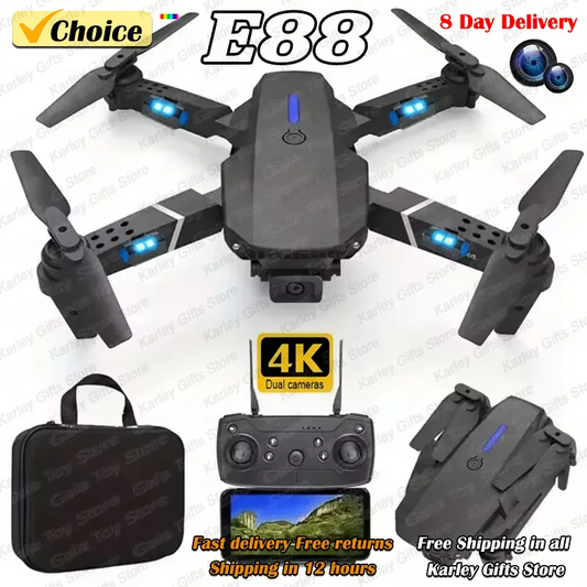 Drone Profissional E88Pro 4K – Câmera Dupla HD, Grande Angular, Dobrável com Wi-Fi FPV