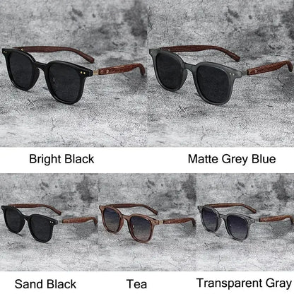 Óculos de Sol Retrô Madeira Estilo Wood Grain – Lentes Polarizadas com Proteção UV, Unissex para Ciclismo, Passeios ao Ar Livre e Urbano