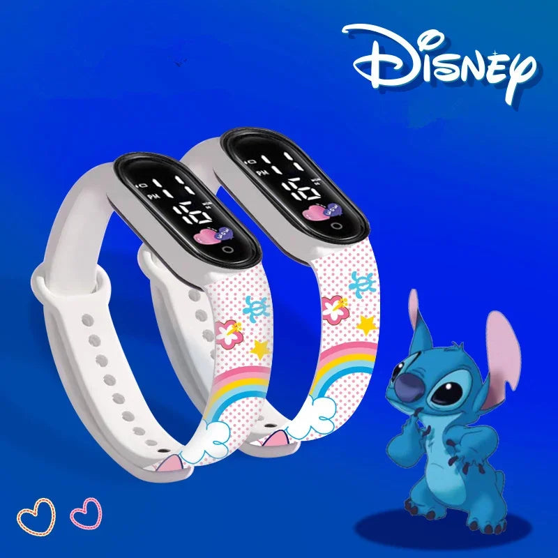 Relógio Digital Infantil Disney com LED Luminoso – Toque, Resistente à Água, Esportivo e Ideal para Presente