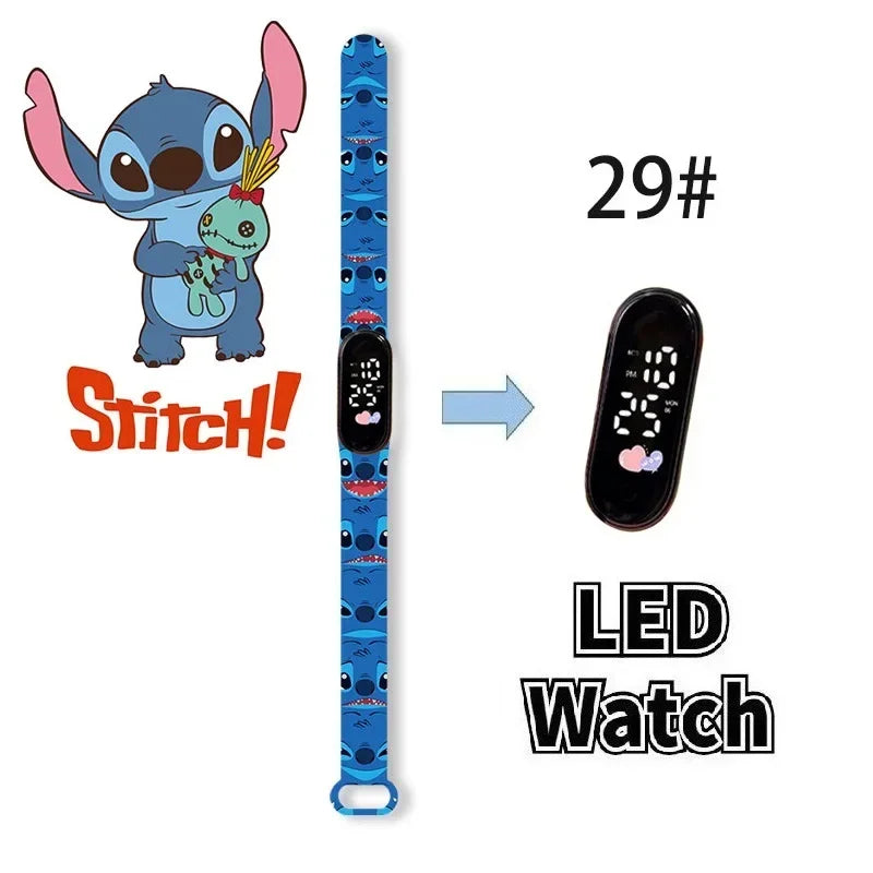 Relógio Digital Infantil Disney com LED Luminoso – Toque, Resistente à Água, Esportivo e Ideal para Presente