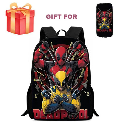 Mochila Infantil Deadpool & Wolverine com Estojo – Conjunto 2 Peças, Durável para Escola e Jardim de Infância