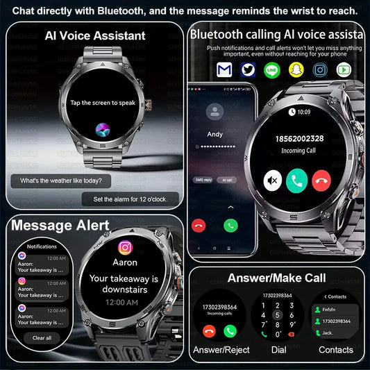 Smartwatch Militar 2025 – GPS, Bússola, Lanterna, 10ATM e Bateria 1000mAh