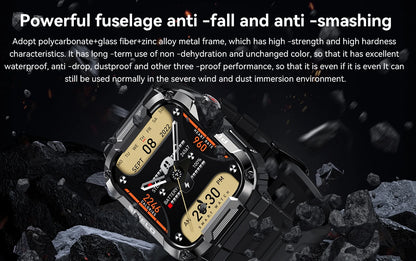 Smartwatch Militar 2025 – GPS, Chamadas BT, Fitness, À Prova d’Água, Compatível Android e iOS