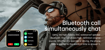 Smartwatch Militar 2025 – GPS, Chamadas BT, Fitness, À Prova d’Água, Compatível Android e iOS