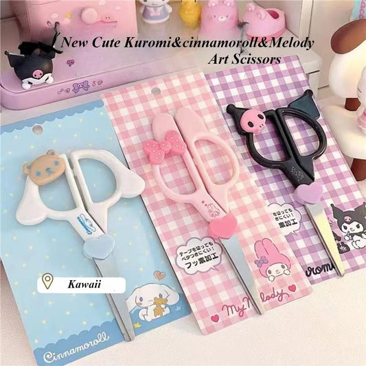 Tesoura Sanrio Kawaii – Kuromi, Cinnamoroll e Melody, Criativa para Escola, Escritório e Presentes
