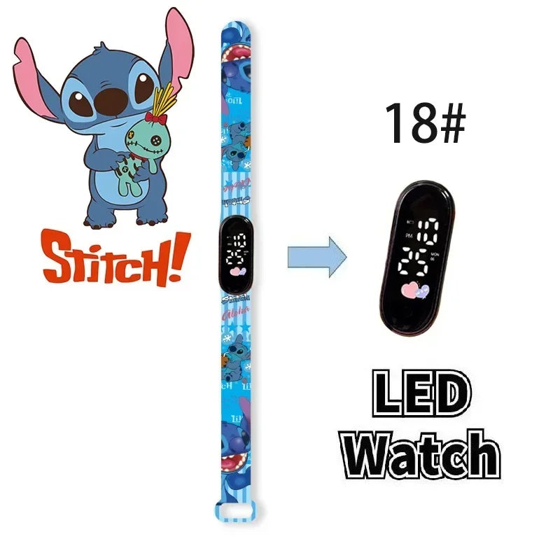 Relógio Digital Infantil Disney com LED Luminoso – Toque, Resistente à Água, Esportivo e Ideal para Presente