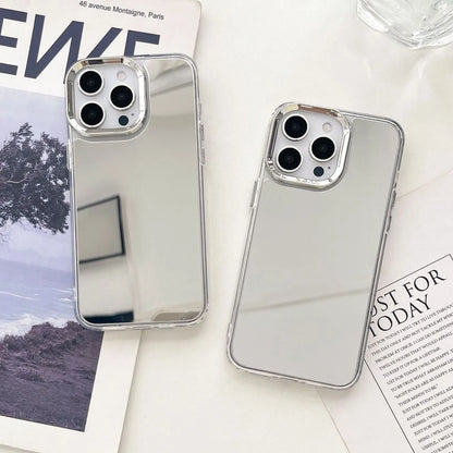 Capa de Celular Espelhada Luxo – Acrílico Resistente com Acabamento Metalizado p/ iPhone 11 ao 17 Pro Max