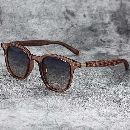Óculos de Sol Retrô Madeira Estilo Wood Grain – Lentes Polarizadas com Proteção UV, Unissex para Ciclismo, Passeios ao Ar Livre e Urbano