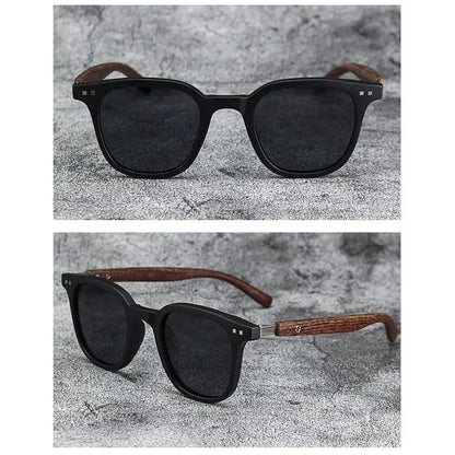 Óculos de Sol Retrô Madeira Estilo Wood Grain – Lentes Polarizadas com Proteção UV, Unissex para Ciclismo, Passeios ao Ar Livre e Urbano