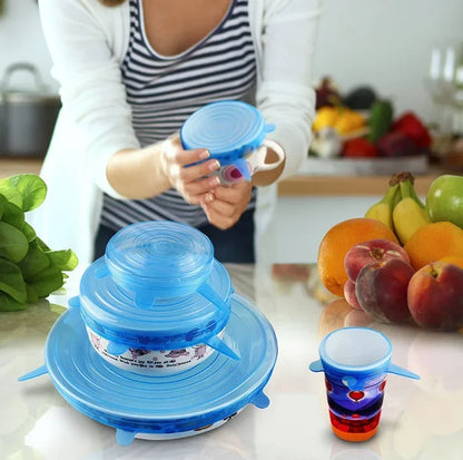 Tampa de Silicone Esticável Reutilizável – Conserva Alimentos, Sela Tigelas e Substitui Plástico Filme