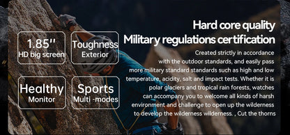 Smartwatch Militar 2025 – GPS, Chamadas BT, Fitness, À Prova d’Água, Compatível Android e iOS