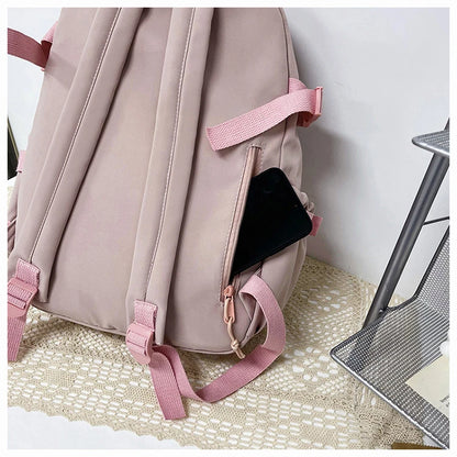 Mochila Feminina Impermeável Multi-Bolsos – Estilo Kawaii para Escola, Faculdade e Laptop