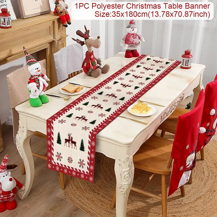 Caminho de Mesa de Natal – Decoração Merry Christmas para Casa, Festa e Ano Novo
