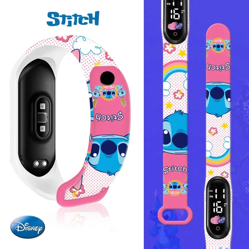 Relógio Digital Infantil Disney com LED Luminoso – Toque, Resistente à Água, Esportivo e Ideal para Presente