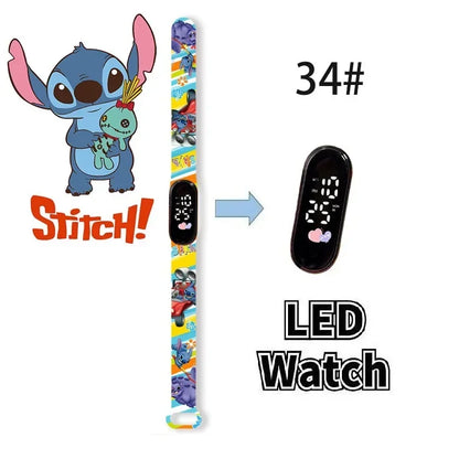 Relógio Digital Infantil Disney com LED Luminoso – Toque, Resistente à Água, Esportivo e Ideal para Presente