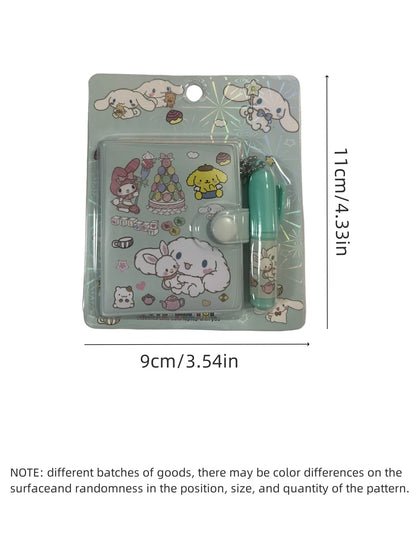 Caderno Kuromi, Cinnamoroll e Melody – Opções com 1, 4, 8 ou 16 Unidades | Mini Journal Kawaii Portátil para Escola, Escritório e Presentes