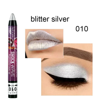 Lápis 2 em 1 Sombra e Batom – À Prova d’Água, Longa Duração e Efeito Glitter
