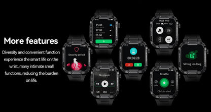 Smartwatch Militar 2025 – GPS, Chamadas BT, Fitness, À Prova d’Água, Compatível Android e iOS