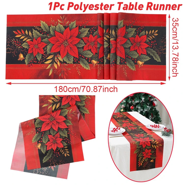 Caminho de Mesa de Natal – Decoração Merry Christmas para Casa, Festa e Ano Novo
