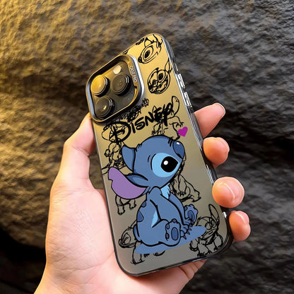 Capa de Celular Disney Stitch – Silicone Flexível e Estilo Fashion p/ iPhone 11 ao 16 Pro Max