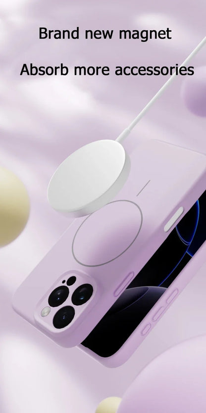 Capa de Celular em Silicone Líquido com MagSafe – Proteção Magnética p/ iPhone 11 ao 16 Pro Max