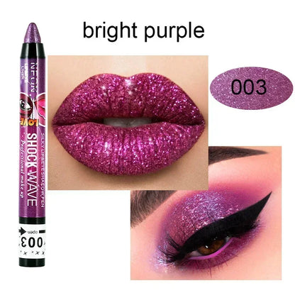 Lápis 2 em 1 Sombra e Batom – À Prova d’Água, Longa Duração e Efeito Glitter