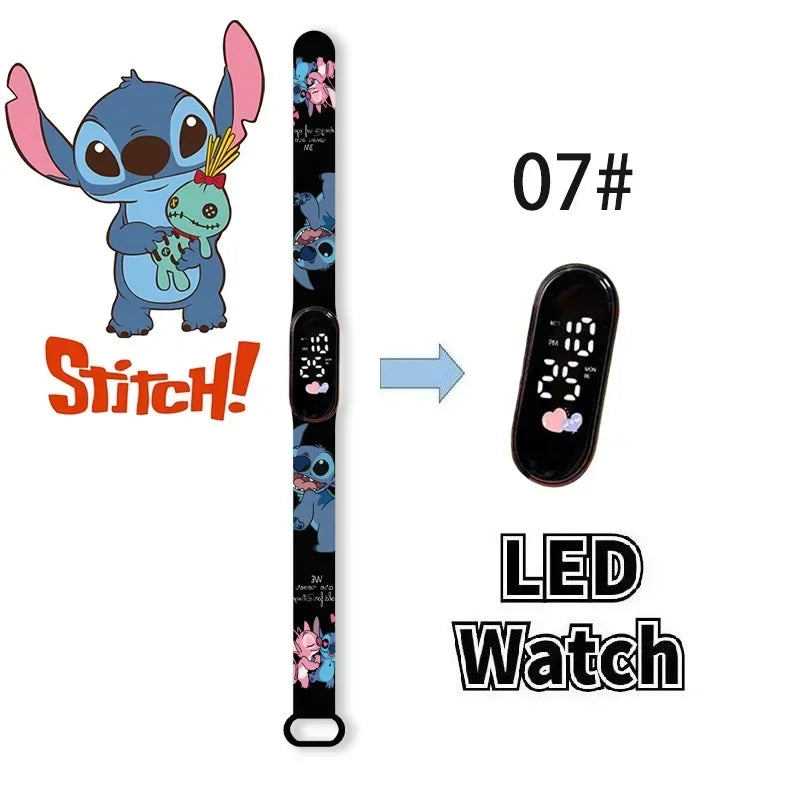 Relógio Digital Infantil Disney com LED Luminoso – Toque, Resistente à Água, Esportivo e Ideal para Presente