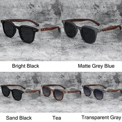 Óculos de Sol Retrô Madeira Estilo Wood Grain – Lentes Polarizadas com Proteção UV, Unissex para Ciclismo, Passeios ao Ar Livre e Urbano
