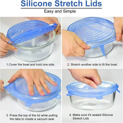 Tampa de Silicone Esticável Reutilizável – Conserva Alimentos, Sela Tigelas e Substitui Plástico Filme