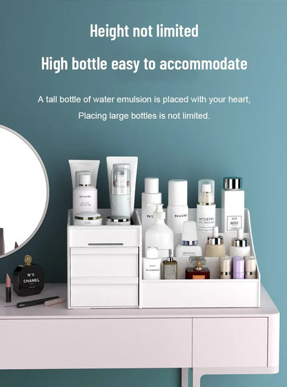 Caixa Organizadora Branca em Plástico – Ideal para Maquiagem, Cosméticos e Skincare na Penteadeira ou Escrivaninha