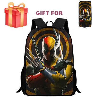 Mochila Infantil Deadpool & Wolverine com Estojo – Conjunto 2 Peças, Durável para Escola e Jardim de Infância