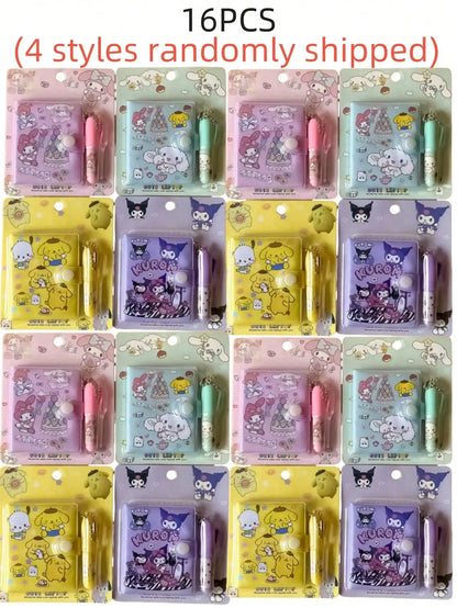 Caderno Kuromi, Cinnamoroll e Melody – Opções com 1, 4, 8 ou 16 Unidades | Mini Journal Kawaii Portátil para Escola, Escritório e Presentes