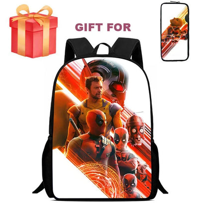 Mochila Infantil Deadpool & Wolverine com Estojo – Conjunto 2 Peças, Durável para Escola e Jardim de Infância
