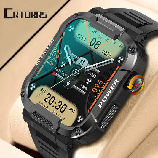 Smartwatch Militar 2025 – GPS, Chamadas BT, Fitness, À Prova d’Água, Compatível Android e iOS
