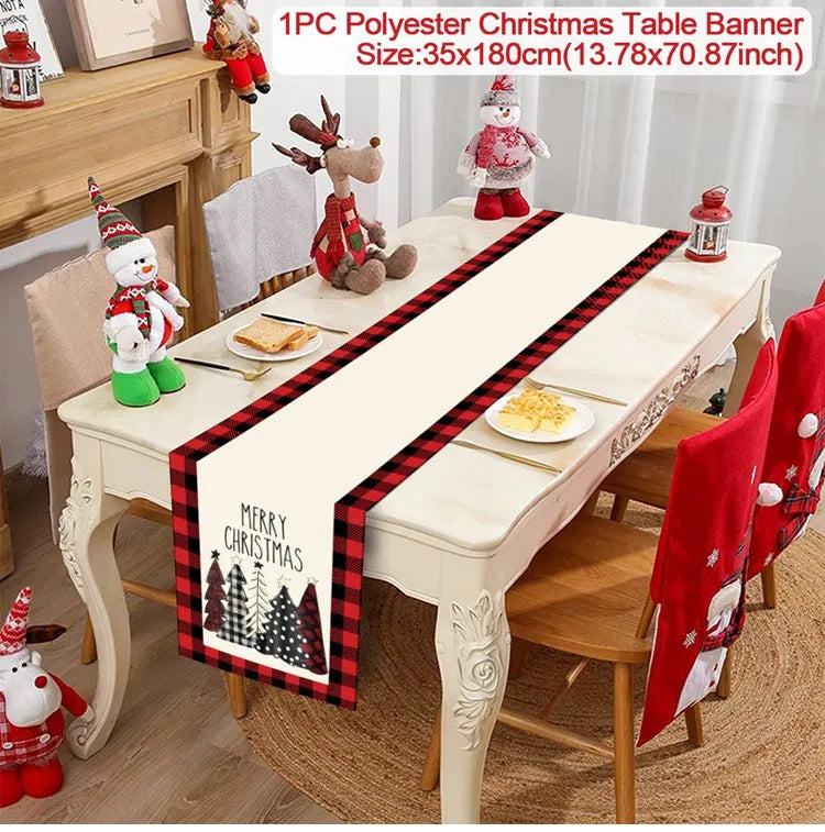Caminho de Mesa de Natal – Decoração Merry Christmas para Casa, Festa e Ano Novo