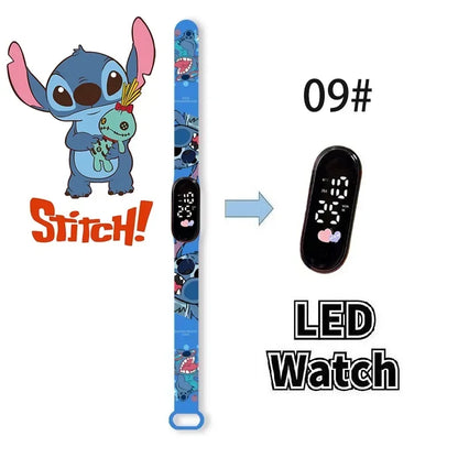 Relógio Digital Infantil Disney com LED Luminoso – Toque, Resistente à Água, Esportivo e Ideal para Presente