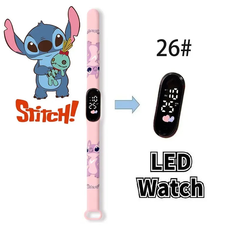 Relógio Digital Infantil Disney com LED Luminoso – Toque, Resistente à Água, Esportivo e Ideal para Presente
