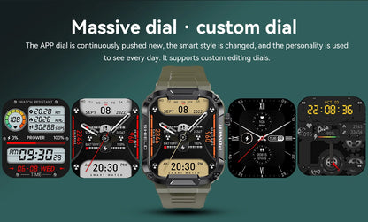 Smartwatch Militar 2025 – GPS, Chamadas BT, Fitness, À Prova d’Água, Compatível Android e iOS
