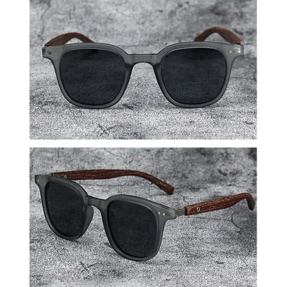 Óculos de Sol Retrô Madeira Estilo Wood Grain – Lentes Polarizadas com Proteção UV, Unissex para Ciclismo, Passeios ao Ar Livre e Urbano