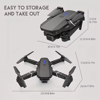 Drone Profissional E88Pro 4K – Câmera Dupla HD, Grande Angular, Dobrável com Wi-Fi FPV