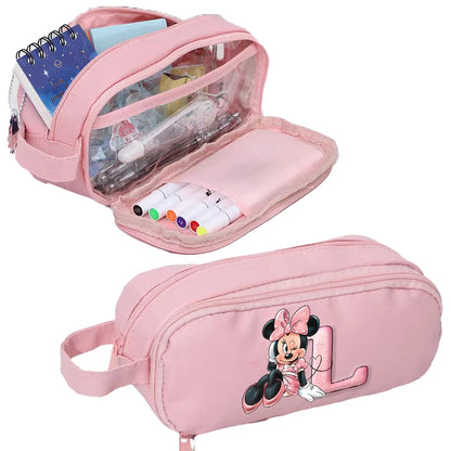 Estojo Disney Minnie Mouse – Organizador  Grande e Prático para Escola com Inicial do Nome .