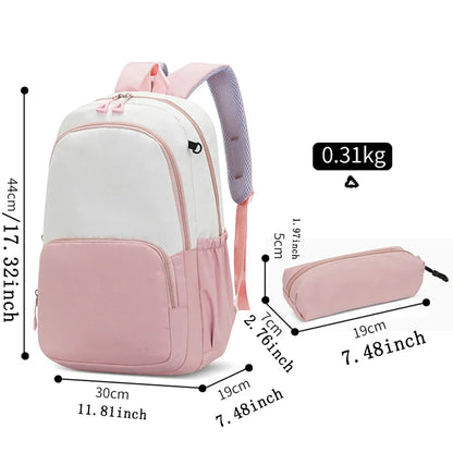 Conjunto Infantil 2 Peças Disney Mickey & Minnie – Mochila Grande com Estojo, Estilo Cartoon, Ideal para Escola