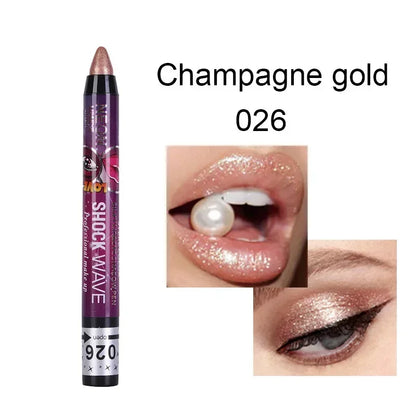 Lápis 2 em 1 Sombra e Batom – À Prova d’Água, Longa Duração e Efeito Glitter