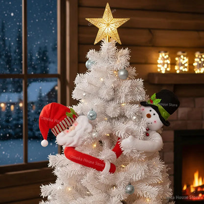 Boneco 105cm Papai Noel e Boneco de Neve para Abraçar a Árvore – Decoração Natalina Exclusiva para Deixar Sua Casa Encantadora no Natal 2025