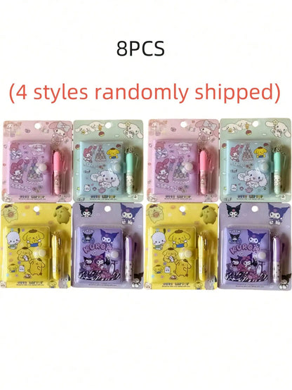 Caderno Kuromi, Cinnamoroll e Melody – Opções com 1, 4, 8 ou 16 Unidades | Mini Journal Kawaii Portátil para Escola, Escritório e Presentes