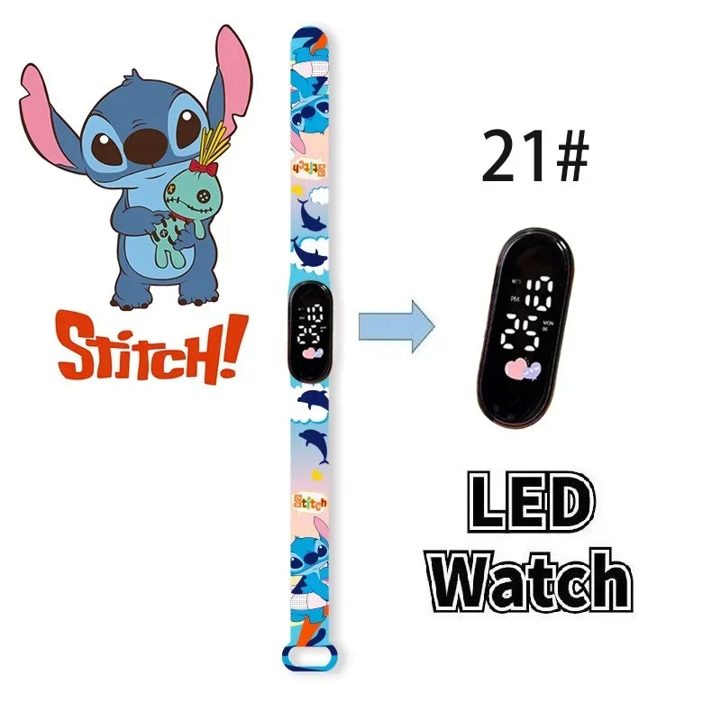 Relógio Digital Infantil Disney com LED Luminoso – Toque, Resistente à Água, Esportivo e Ideal para Presente