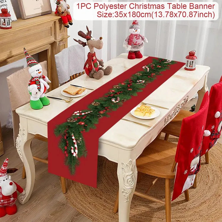 Caminho de Mesa de Natal – Decoração Merry Christmas para Casa, Festa e Ano Novo