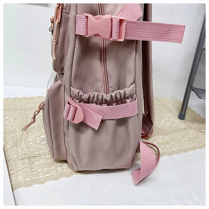 Mochila Feminina Impermeável Multi-Bolsos – Estilo Kawaii para Escola, Faculdade e Laptop