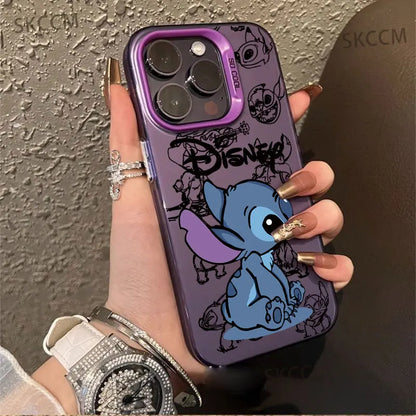 Capa de Celular Disney Stitch – Silicone Flexível e Estilo Fashion p/ iPhone 11 ao 16 Pro Max