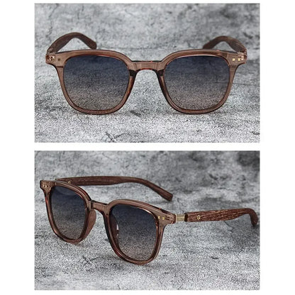 Óculos de Sol Retrô Madeira Estilo Wood Grain – Lentes Polarizadas com Proteção UV, Unissex para Ciclismo, Passeios ao Ar Livre e Urbano